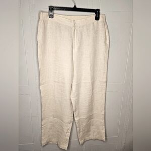dbLife Womens  Vintage Cream Linen Pants Wide Leg High Rise Flat Front Sz XL EUC